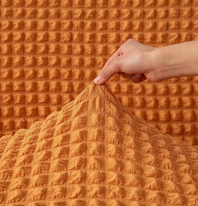 Stretch 280 GSM Turkish Bubble Sofa Slipcover (RUST)