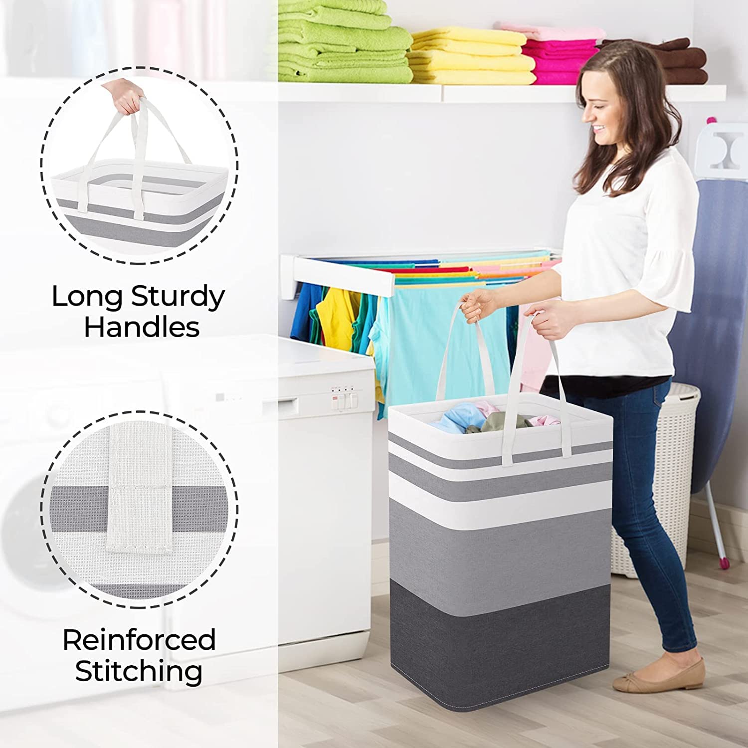 Laundry Hamper Collapsible(Gradient Stipe)