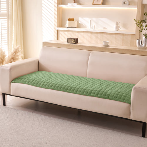 Sofa Covers Mat 1/2/3/4/5 Seater Velvet Check (GREEN)