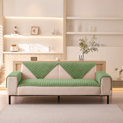 Sofa Covers Mat 1/2/3/4/5 Seater Velvet Check (GREEN)