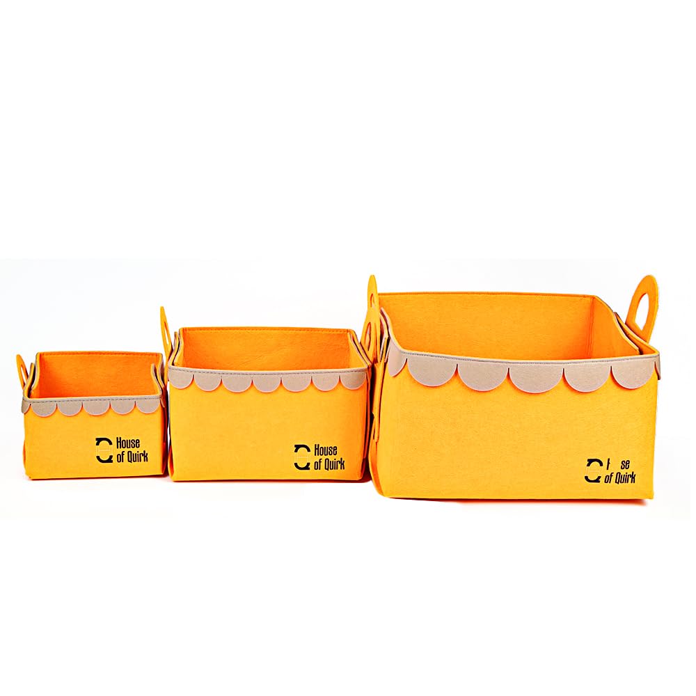 Storage Basket Felt Storage Bin Organizer with Carry Handles (Pack of 3)