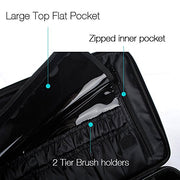 3 Layer Cosmetic Organizer Beauty Artist Storage Brush Box with Shoulder Strap - Pink