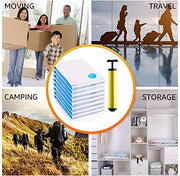 Vacuum Storage Reusable Ziplock Bags with Hand Pump for Travel (PACK OF 10)