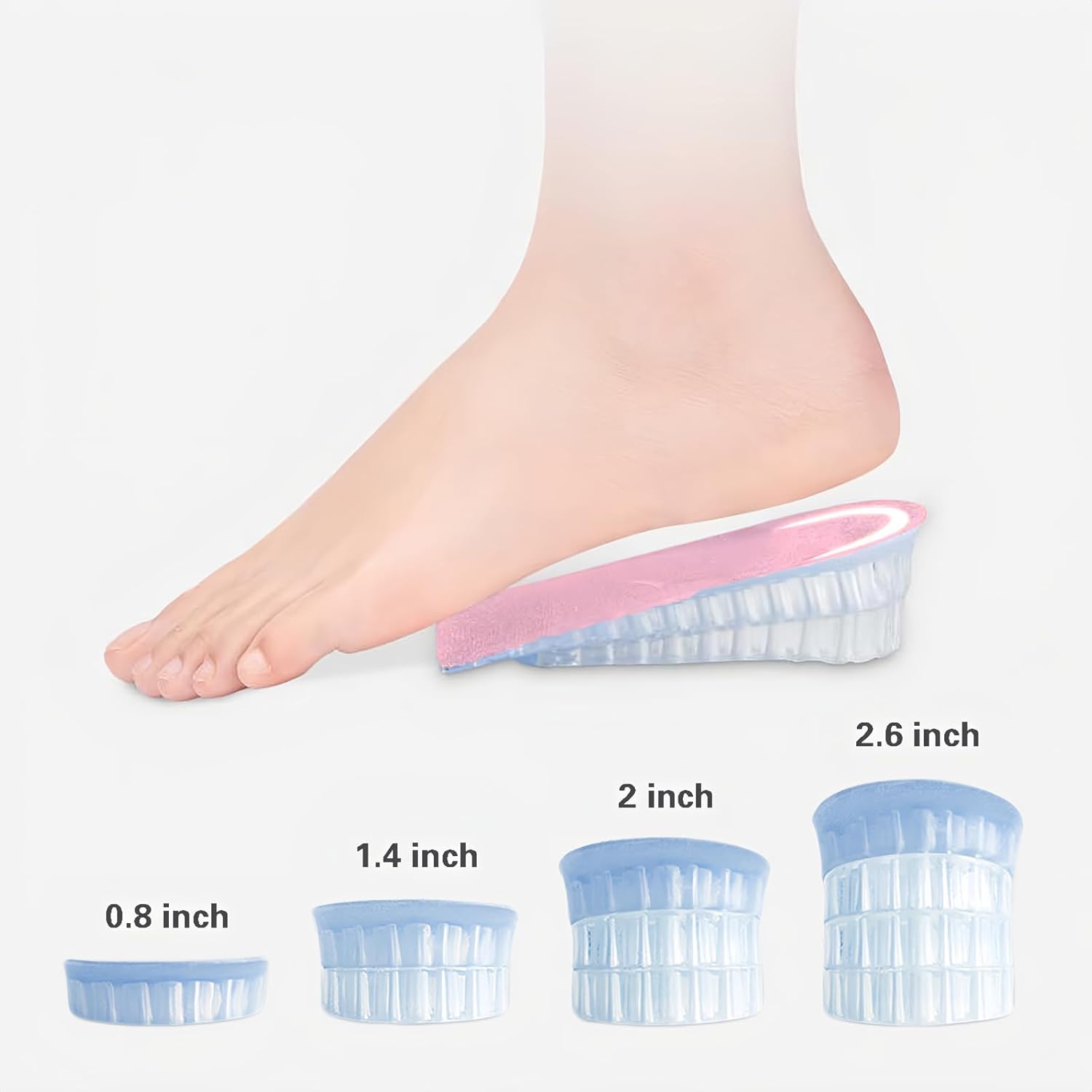 2-Layer Gel Heel Lift Insoles – Height Increase & Cushion Support (Up to 3.5 cm)