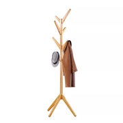 Free Standing Bamboo Coat Rack with 4 Tiers 8 Hooks Bamboo Dark Brown