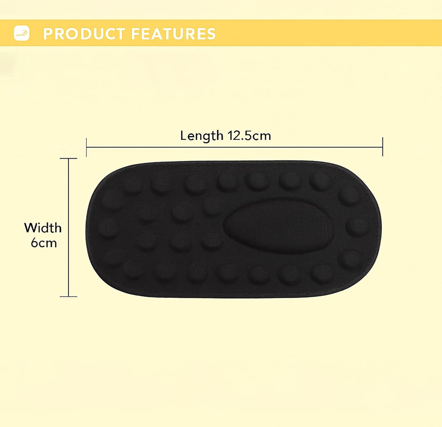 Height Increasing Heel Pad – 3 cm Lift Silicone Insoles (1 Pair, Yellow/Black)