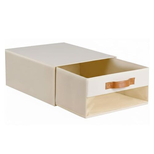 Foldable Closet Storage Bin with Clear Window & Handles Organizer for Clothes (Beige)