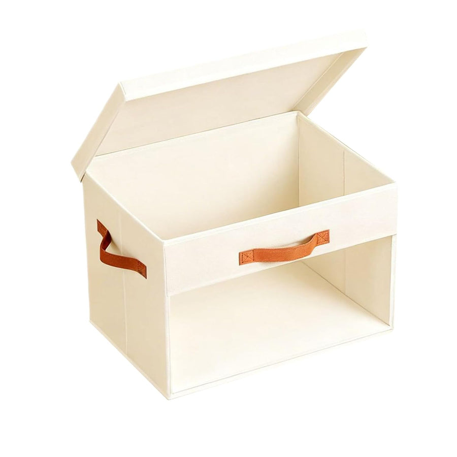 Wardrobe Storage Box with Lid & Window - Beige