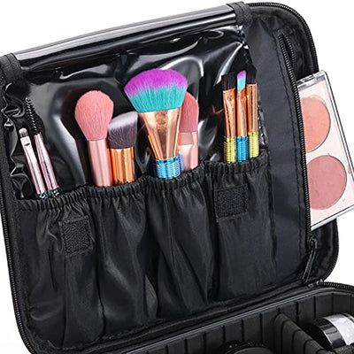 Makeup Cosmetic Storage Case with Adjustable Compartment - Purple