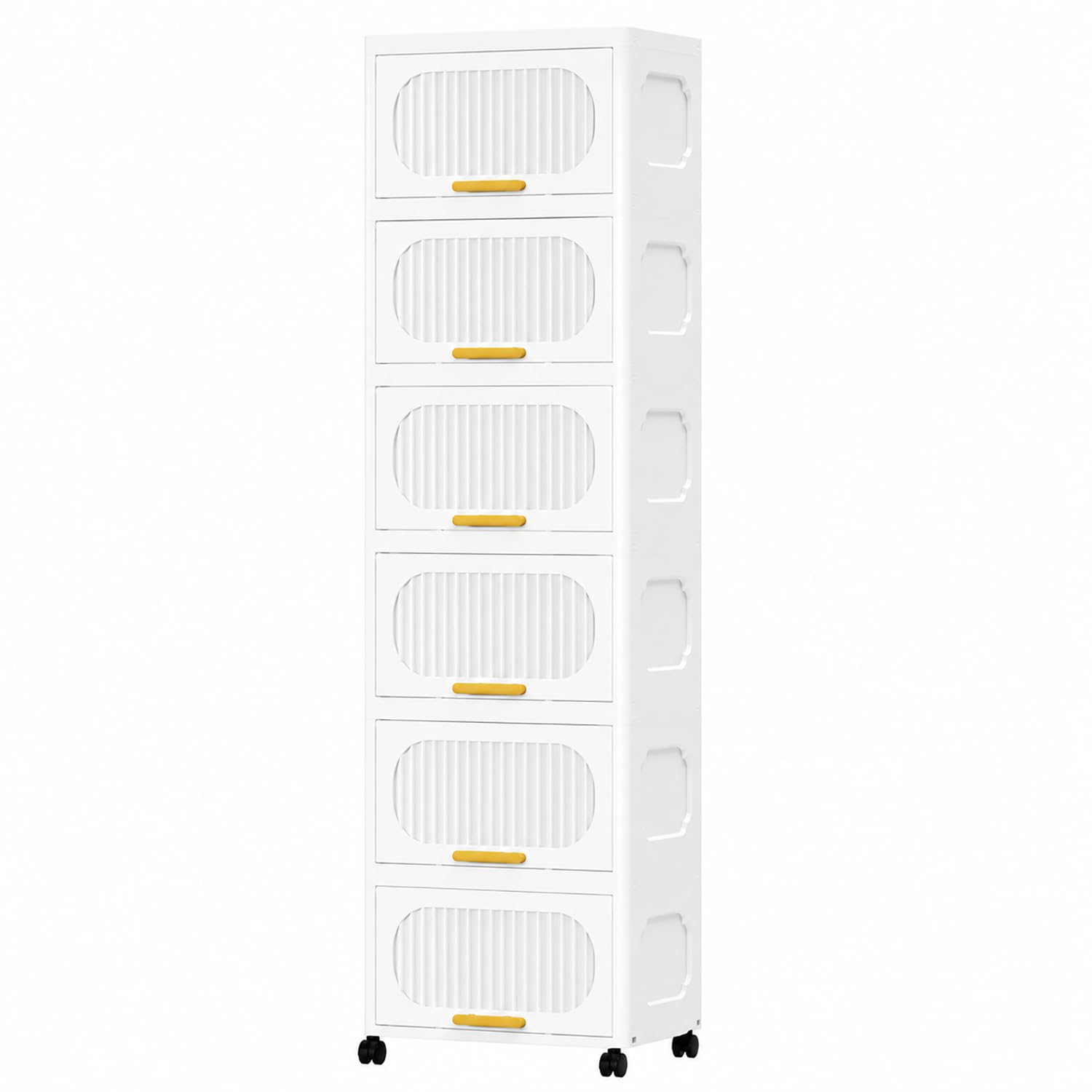Stackable Collapsible Storage Boxes with Wheels and Doors – Versatile Plastic ( White 40 cm)