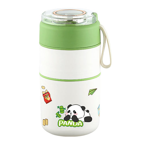 700ml 304 Stainless Steel Insulated Breakfast Cup with Lid & Spoon Leakproof Jar  (Green)