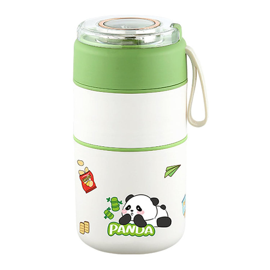 700ml 304 Stainless Steel Insulated Breakfast Cup with Lid & Spoon Leakproof Jar  (Green)