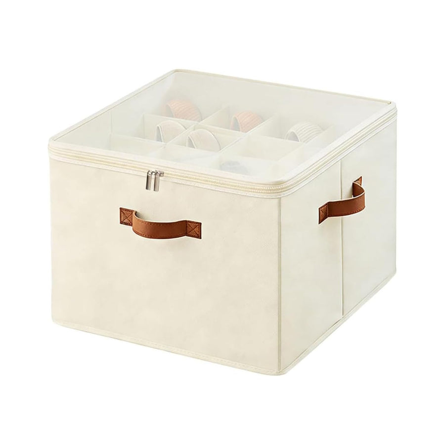 Transparent Foldable Storage Box with Dividers & Zipper