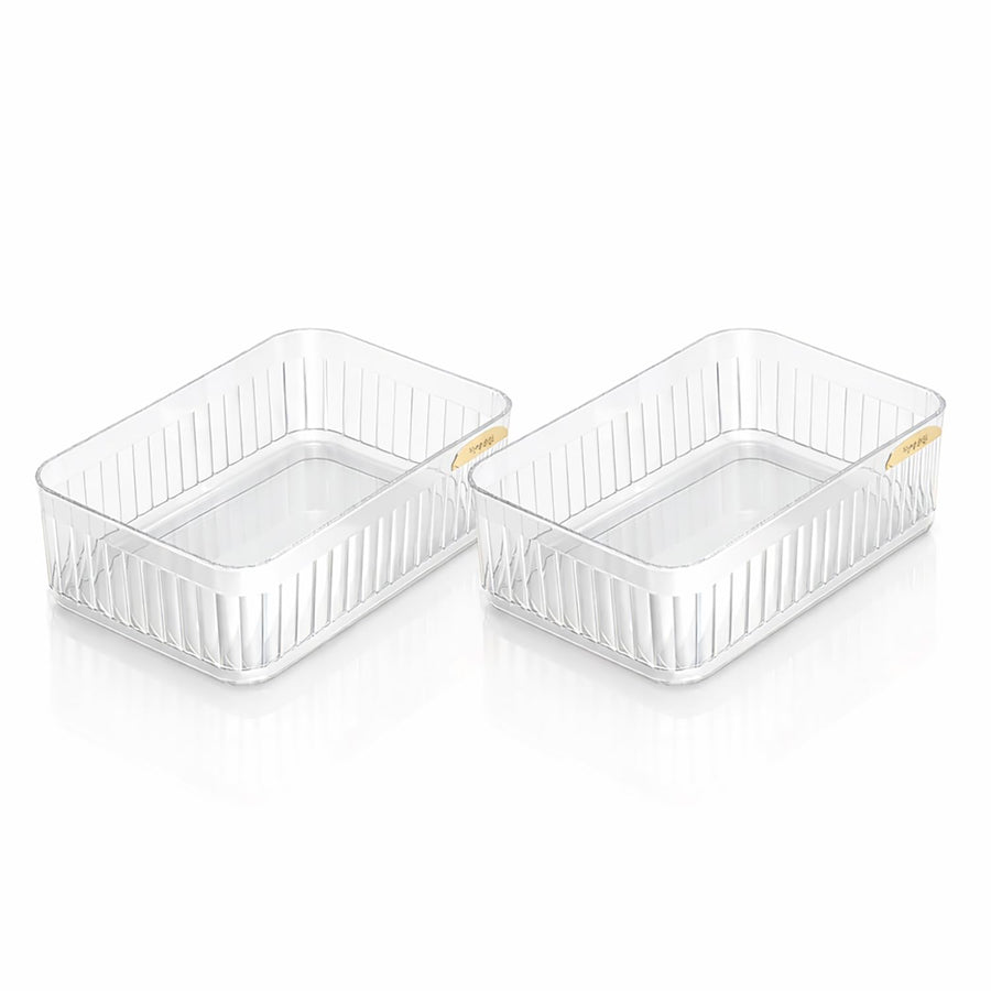 Acrylic Transparent Open Lid Small Decorative (Set of 2)