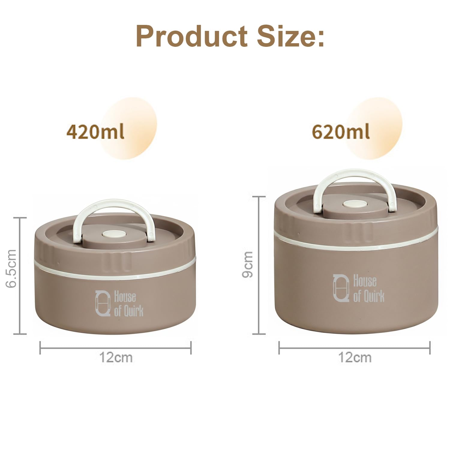 304 Stainless Steel Bento Lunch Box – 2 Stackable, Insulated, Microwave Safe, Portable (Brown)