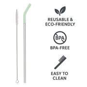 Reusable Straw Set Steel Straw, 1 Silicone Tip & 1 Cleaning Brush (3 Pcs)