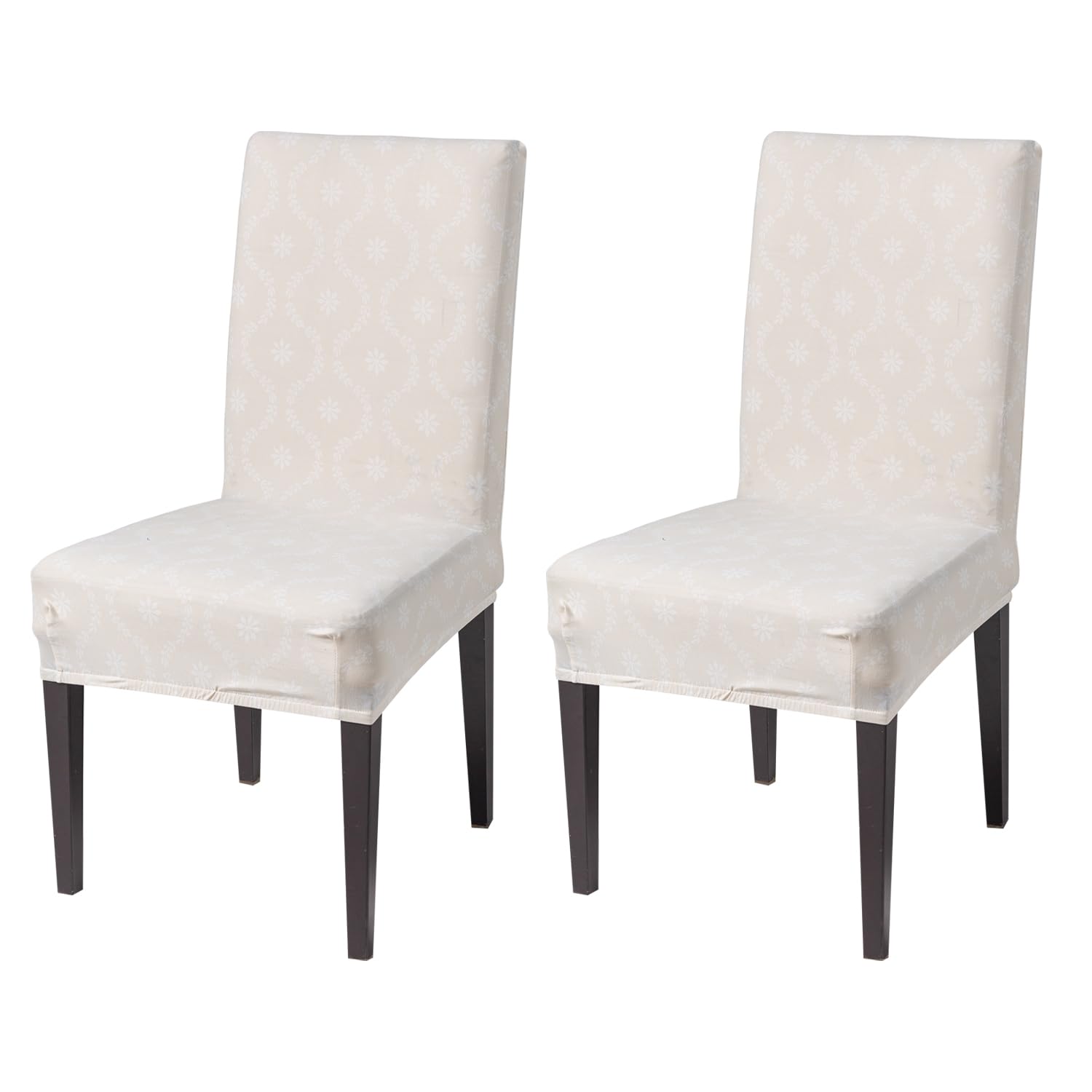 Elastic Chair Cover Stretch Removable Washable (Beige Blossom)