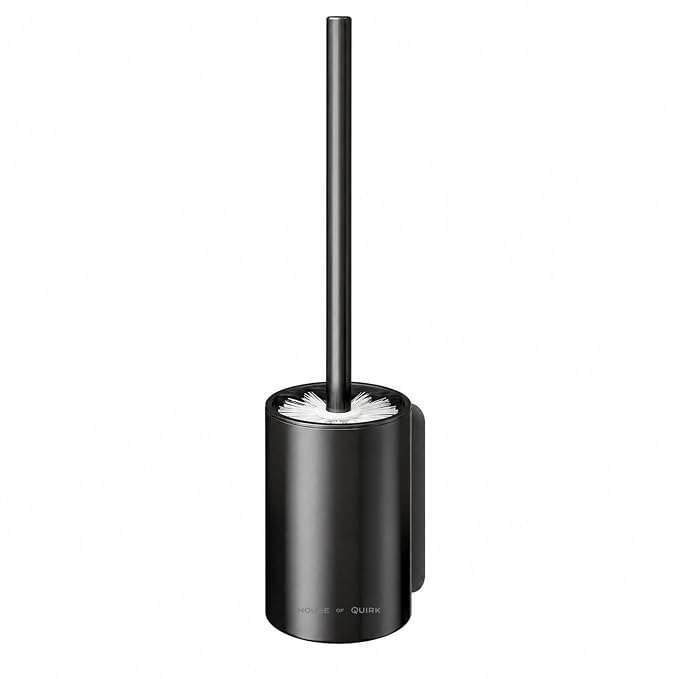 Toilet Brush with Aluminum Handle & Holder Plastic Bristles Wall Mounted