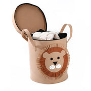 Felt Kids Cartoon Laundry Basket With Lid Round Storage Basket