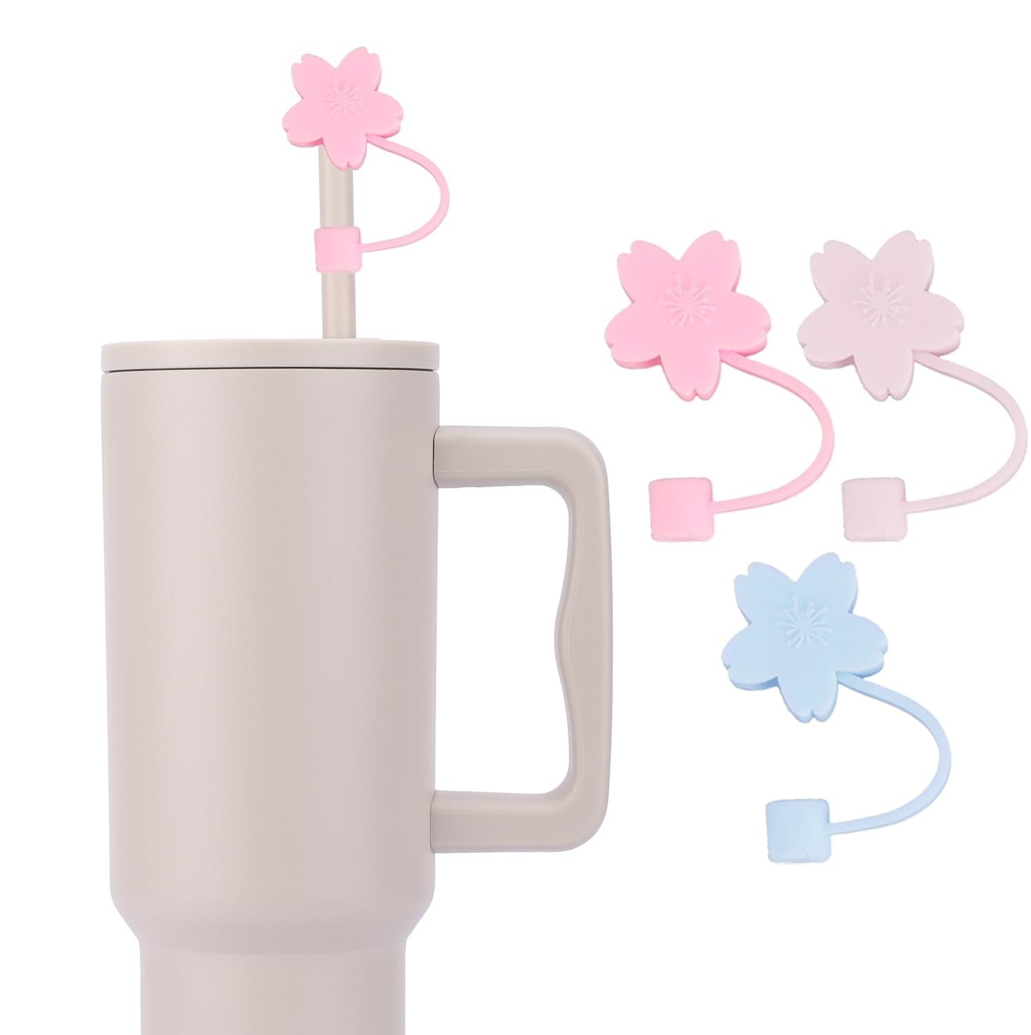 3PCS Silicone Flower Straw Covers Toppers for 8mm Straw (Tumbler Not Included)