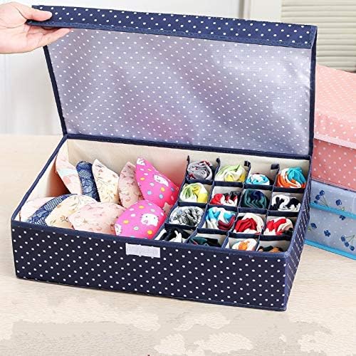 Innerwear Organizer 16+1 Compartment (Navy Blue Polka)