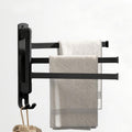 Self Adhesive Rotating Towel Rail, Wall Mounted Towel Rack with 3 Swivel Bars (Black)