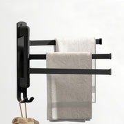 Self Adhesive Rotating Towel Rail, Wall Mounted Towel Rack with 3 Swivel Bars (Black)