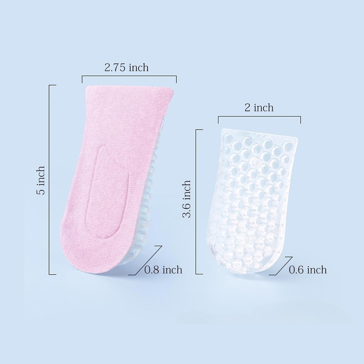 2-Layer Gel Heel Lift Insoles – Height Increase & Cushion Support (Up to 3.5 cm)