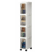 Narrow Bathroom & Kitchen Storage Cabinet with Transparent Drawers and Wheels – White