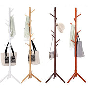 Bamboo Coat and Hat Rack 8 Hooks Coat Stand Clothes Rack