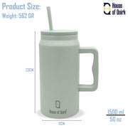 1500ML Mug Tumbler with Handle and Straw Lid