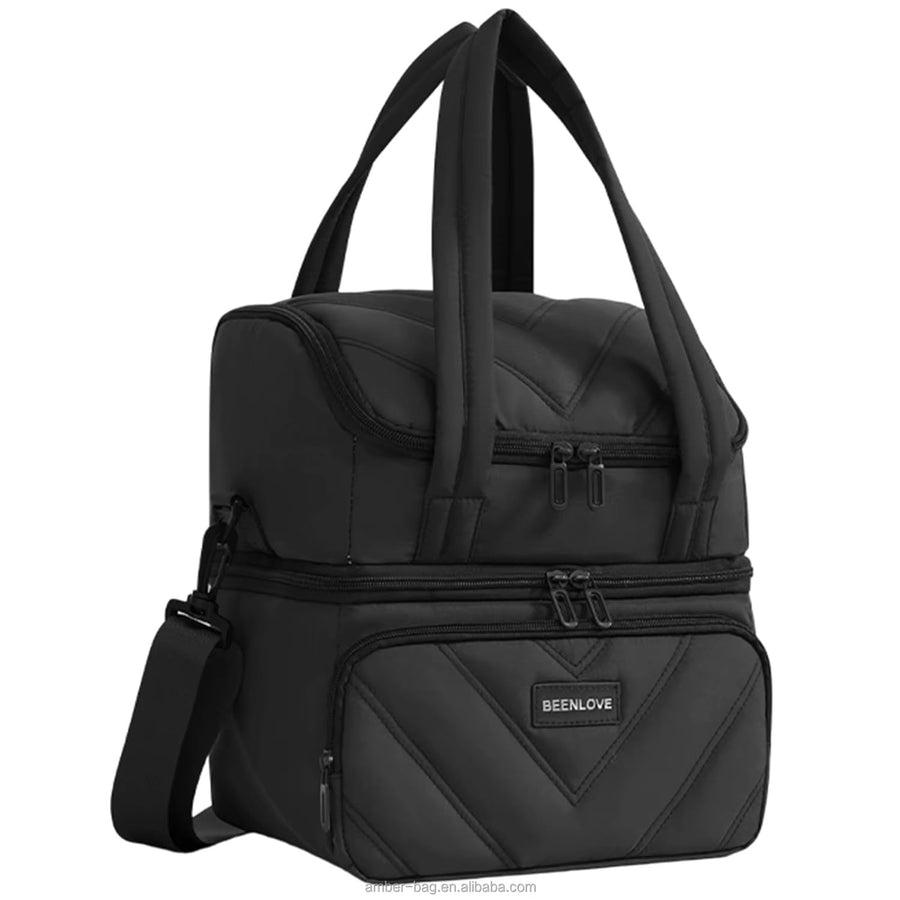 14L Double Decker Insulated Lunch Bag with Cup Holder