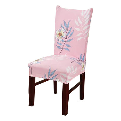 Elastic Chair Cover (Pink Leaves Flower)