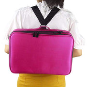 3 Layers Large Capacity Makeup Case with Adjustable Compartment (Dark Pink)