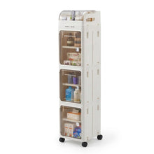 4 Layer Narrow Gap Storage Cabinet with Wheels - Cream