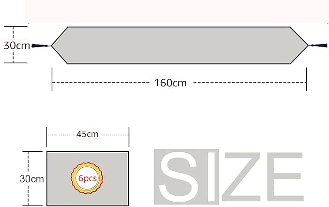 Table Runner,Ethnic Indian Style (1 Runner 30x160cm, 6 Placemat Pink/White)