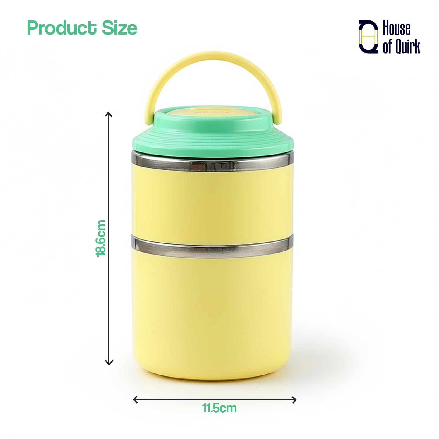 2 Layer 304 Stainless Steel Round Lunch Box for Office