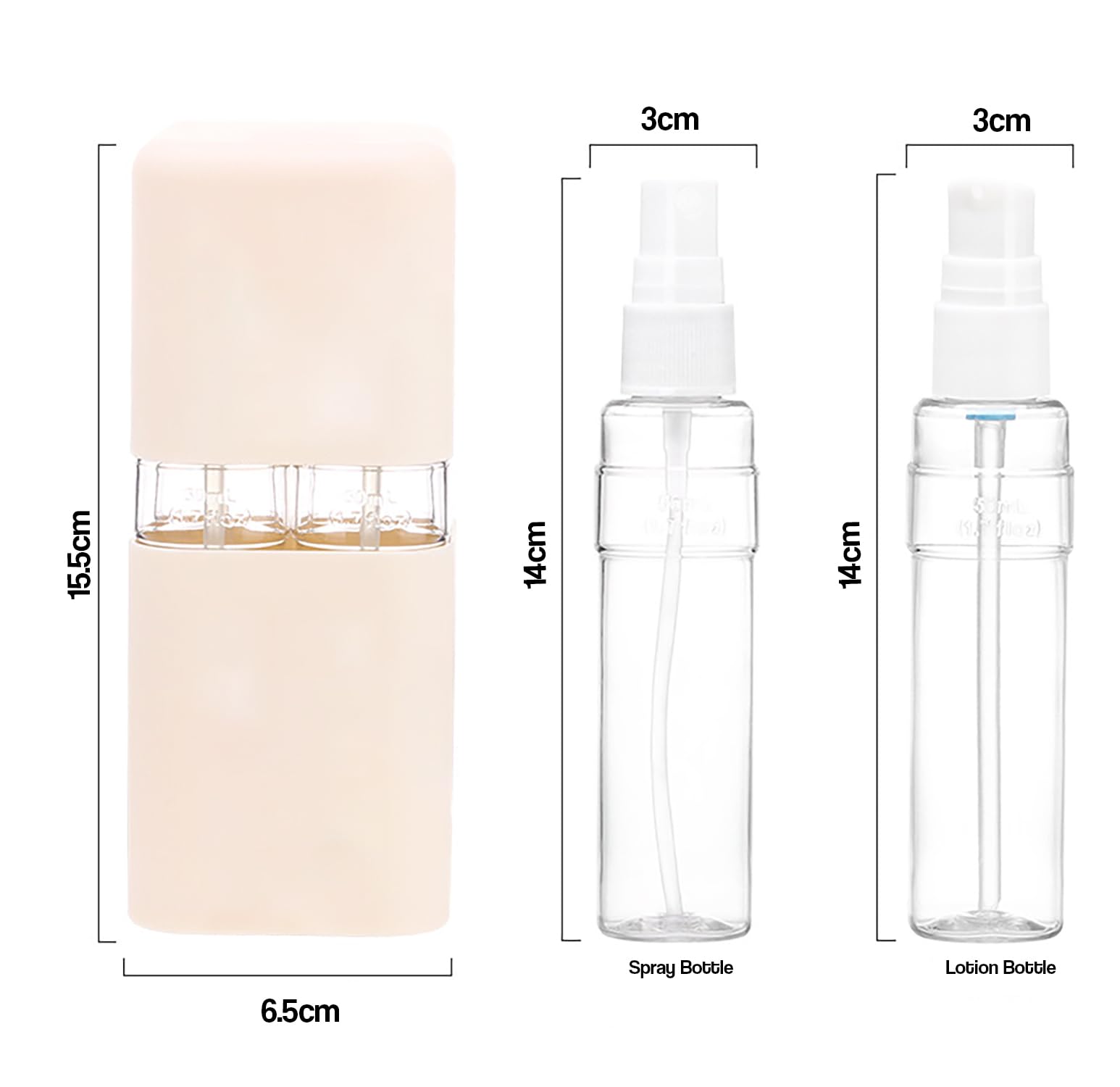 4 in 1 Travel Spray Bottles – 50ml Each