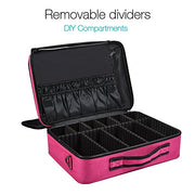 3 Layer Cosmetic Organizer Beauty Artist Storage Brush Box with Shoulder Strap - Pink