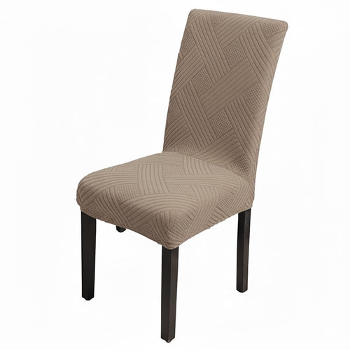 Universal Fit Elegant Jacquard Chair Cover – 220 GSM Stretch Fabric (Khaki)