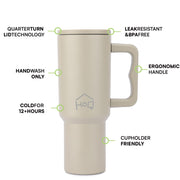 Stainless Steel Vacuum Tumbler with Straw and Lid & Handle - (1200 ML) (Solid colors)