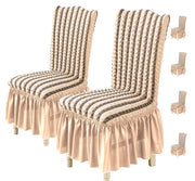 Turkish Bubble Frill Chair Cover (Beige Stripe)