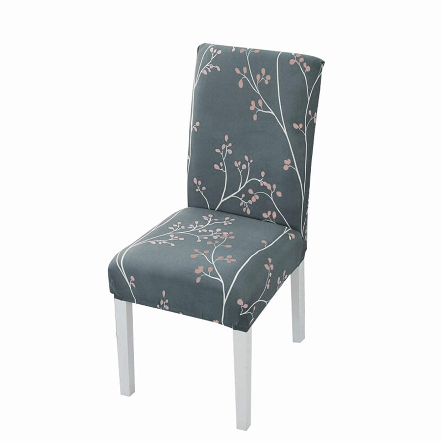 Elastic Chair Cover Stretch Removable Washable (Branch Grey) Polyester