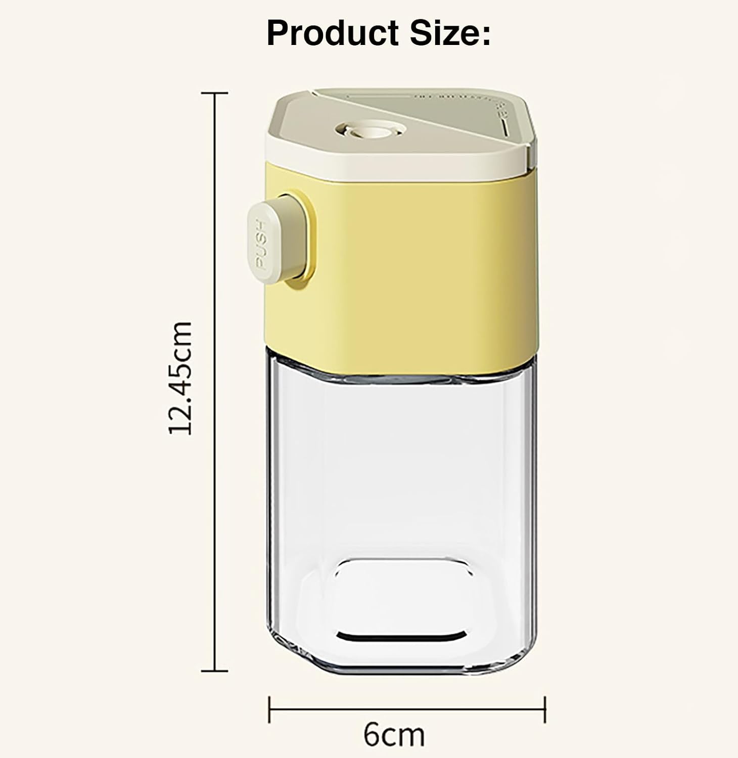 180ml Dual-Use Glass Seasoning Pot with Press Lid – One-Hand Salt & Pepper Shaker Jar