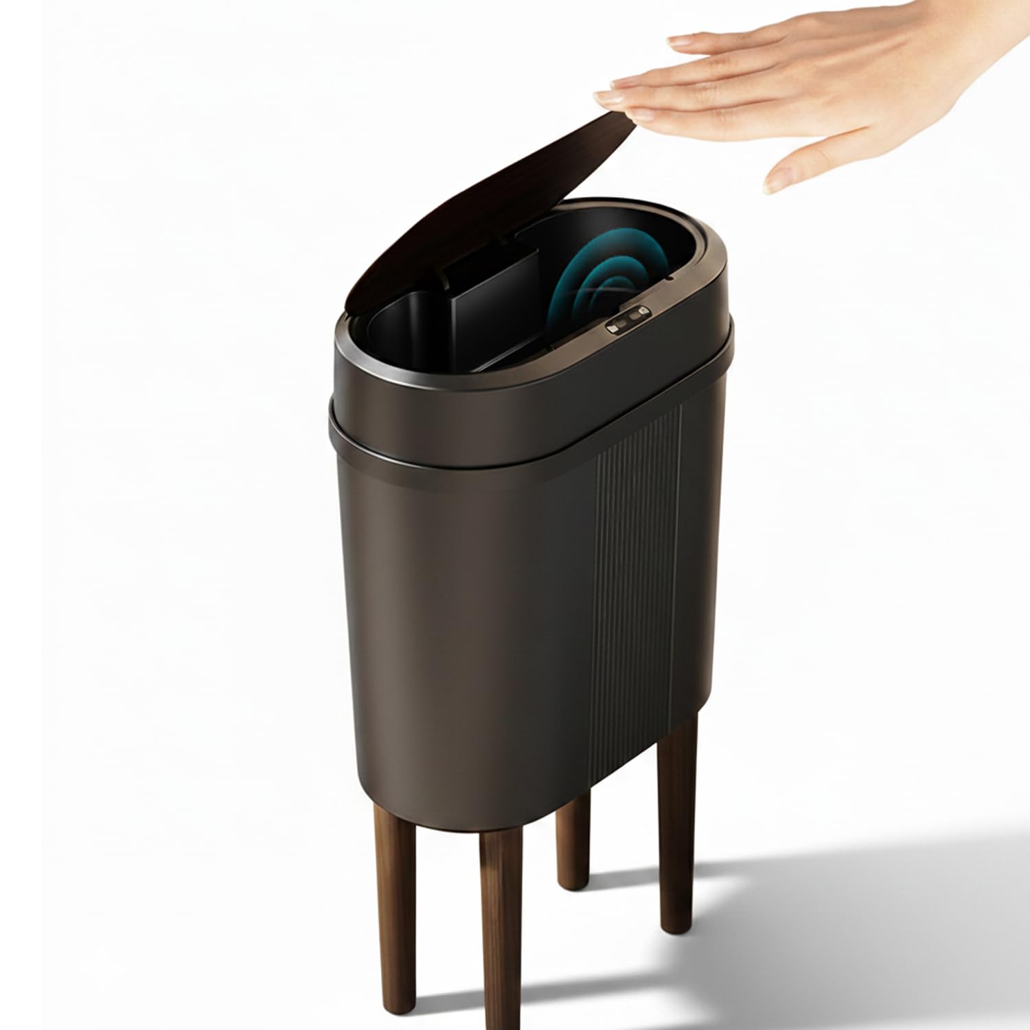 12L Slim Modern Dustbin with Lid & 4-Leg Stand  Space-Saving Waste Bin