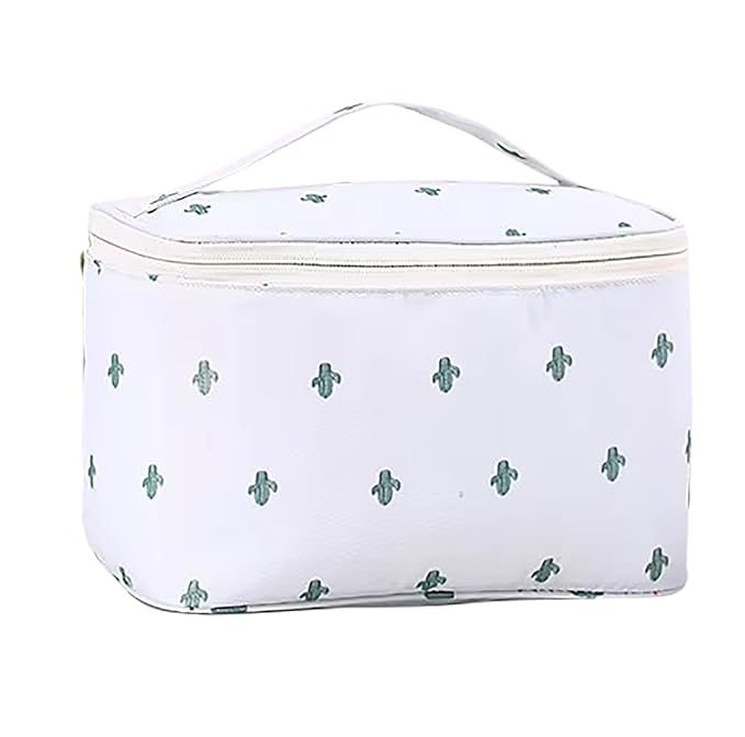 Travel Toiletry Bag, Portable Makeup Bags (White Cactus)
