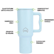 Stainless Steel Vacuum Tumbler with Straw and Lid & Handle - (1200 ML) (Solid colors)