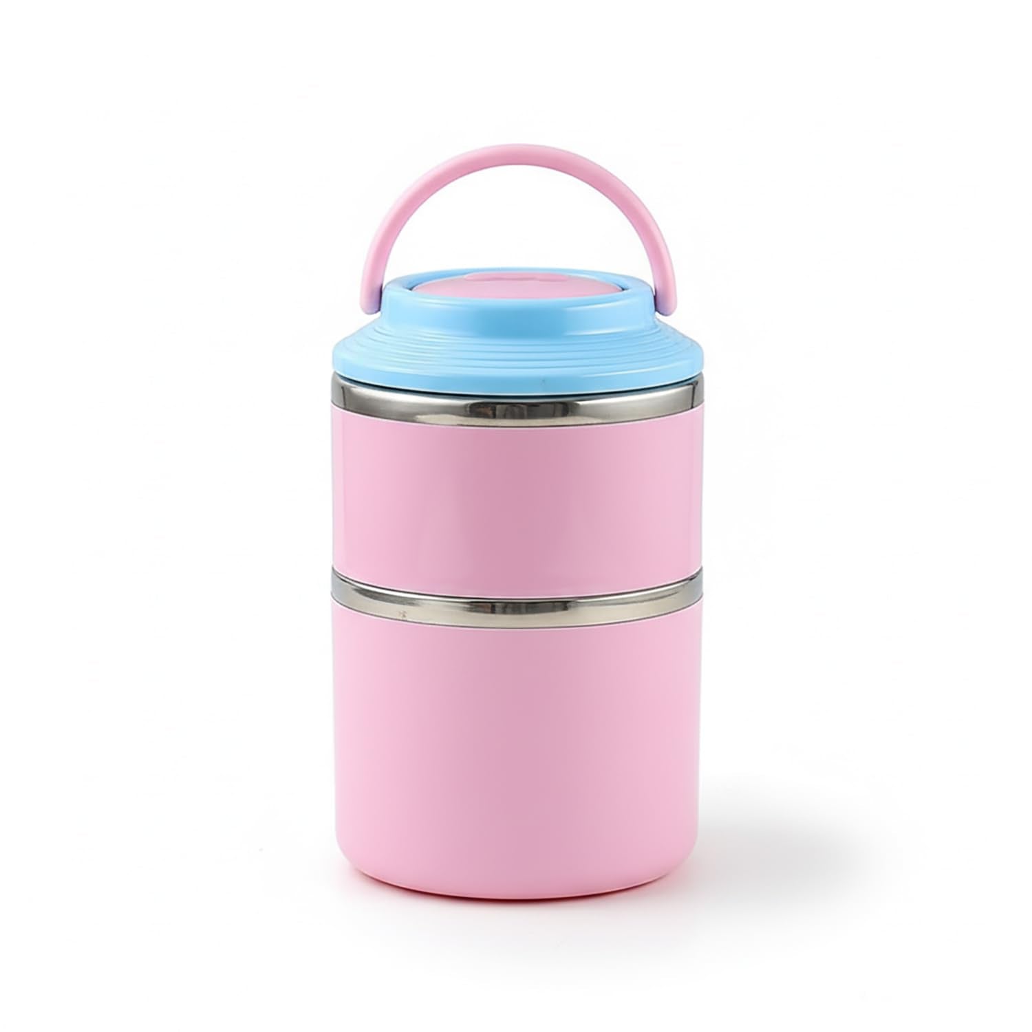 2 Layer 304 Stainless Steel Round Lunch Box for Office