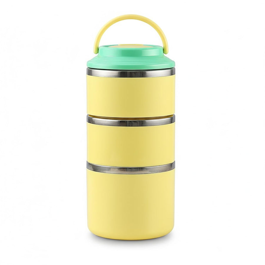 3 Layer 304 Stainless Steel Round Lunch Box