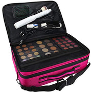 3 Layers Large Capacity Makeup Case with Adjustable Compartment (Dark Pink)